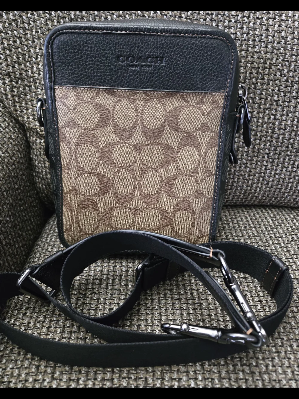 Coach Men’s Signature Canvas Crossbody Bag in Brown/Black